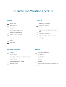 Beach Vacation Printable Checklist | Island Real Estate