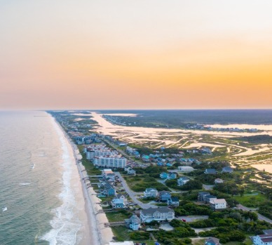 Aerial view of Topsail Island, North Carolina | Island Real Estate Topsail Island Vacation Rentals