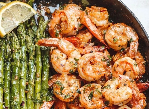 shrimp and asparagus | Island Real Estate