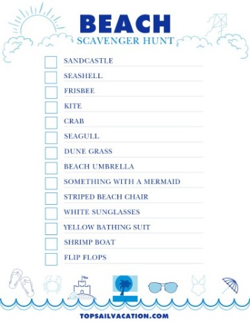 Free Printable Beach Scavenger Hunt for Vacation or at Home