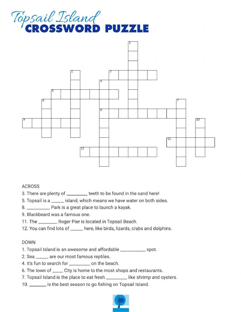 Topsail Island Crossword Puzzle | Island Real Estate